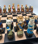 Chess Set - Cats & Dogs Resin Chessmen on Black/Maple Chest