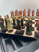 Chess Set -Robin Hood Resin Chessmen on Black/Maple Chest