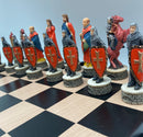 Chess Set -Robin Hood Resin Chessmen on Black/Maple Chest