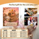 Personalized Capybara Blanket with Name - Kawaii Capybara Boba Tea Full-Print Flannel Throw with Name in Scalloped Banner - Custom Gift for Teen Girls