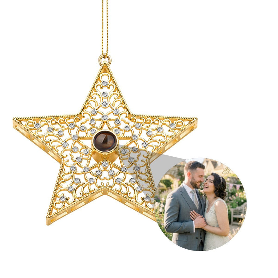 Personalized Photo Projection Gold Star Ornament