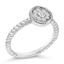 Sterling Silver 1/4 Cttw Diamond Floral Round Braided Ring