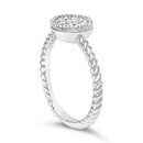 Sterling Silver 1/4 Cttw Diamond Floral Round Braided Ring