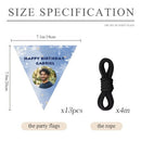 Personalized Photo Birthday Flag Banner with Name and Age - Custom Round Photo Pennant Bunting for Kids, Adults and Pets - Pink Peach or Blue