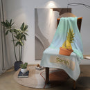 Personalized Kawaii Pineapple Blanket | Custom Name | Cute Potted Fruit Mint Blue Fleece Throw Gift