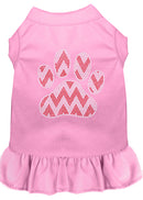 Christmas Pet Dog & Cat Dress Rhinestone, "Candy Cane Chevron Paw"