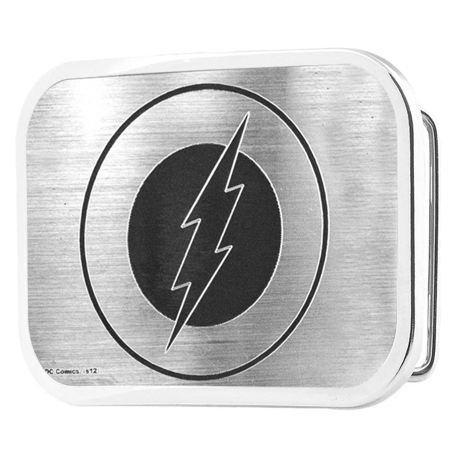 Flash Logo Framed Brushed Silver/Black - Chrome Rock Star Buckle