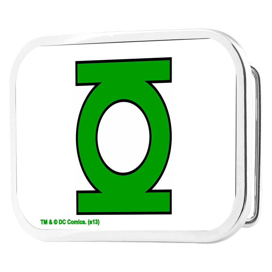 Green Lantern Logo CLOSE-UP FCG White/Green - Chrome Rock Star Buckle