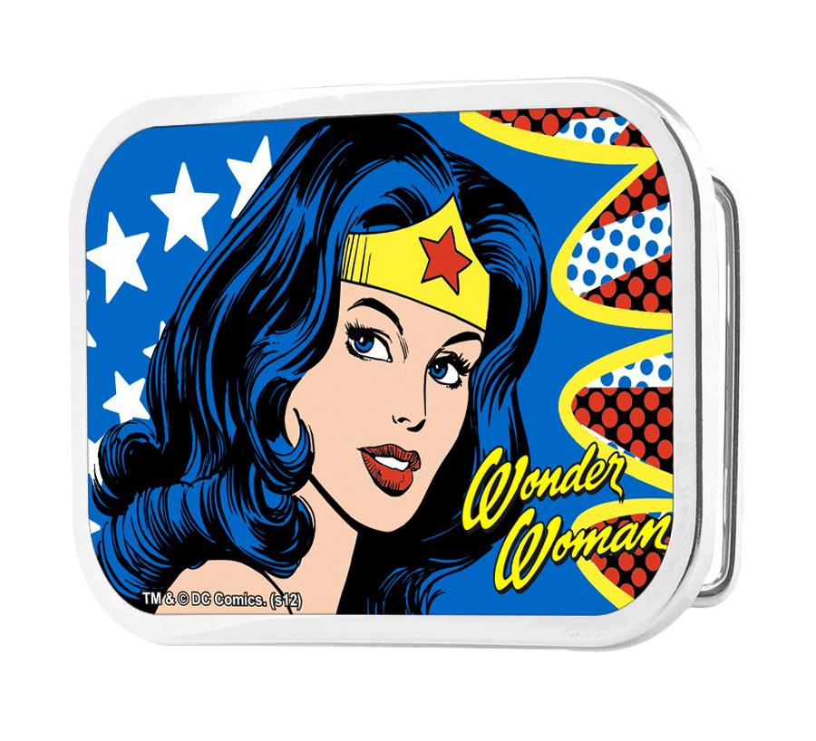 Wonder Woman Face w/Stars Framed FCG - Chrome Rock Star Buckle