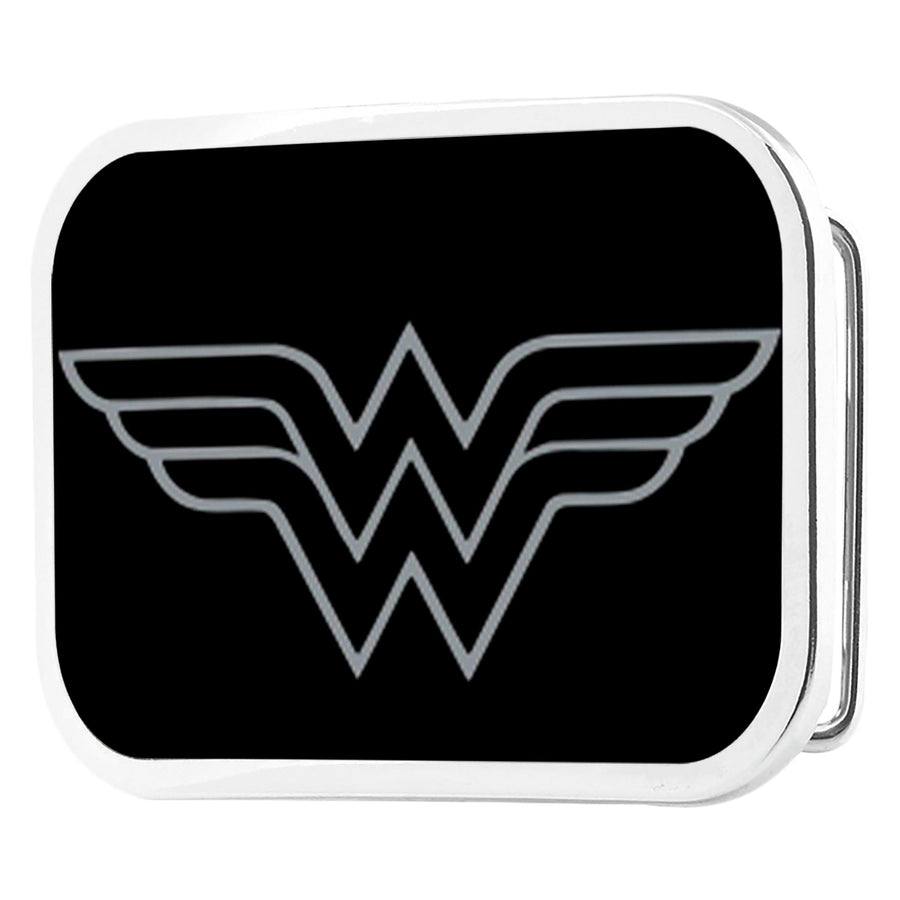 Wonder Woman Logo Framed Reverse Brushed - Chrome Rock Star Buckle