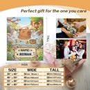 Personalized Capybara Hot Spring Blanket with Name | Kawaii Capybara in Japanese Onsen, Cherry Blossoms, Name on Bamboo Sign | Custom Gift for Capybara Lovers