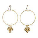 Radiant Crystal Dangle Hoops Earrings in Gold | Cut Glass Gemstones