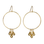 Radiant Crystal Dangle Hoops Earrings in Gold | Cut Glass Gemstones