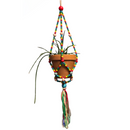 Rainbow Macrame Plant Holder | Bohemian Decorative Hanging Flowerpot Holder