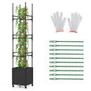 Raised Garden Bed with Obelisk Trellis and 3 Heights & Detachable PE-Coated Metal Tubes-Black