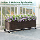 Raised Garden Bed PE Rattan Wicker Patio Planter Box with Wheels and Liner