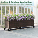 Raised Garden Bed PE Rattan Wicker Patio Planter Box with Wheels and Liner
