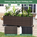 Raised Garden Bed PE Rattan Wicker Patio Planter Box with Wheels and Liner