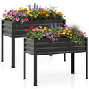 Raised Garden Bed Set of 2 Electro-Coating Metal Large Elevated Planter Box