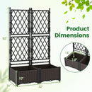 Raised Garden Bed with Lattice Trellis Drainage Self-Watering Elevated Vertical Planter Boxes-Black