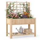 Raised Garden Bed with Trellis Wooden Elevated Planter Box with Legs