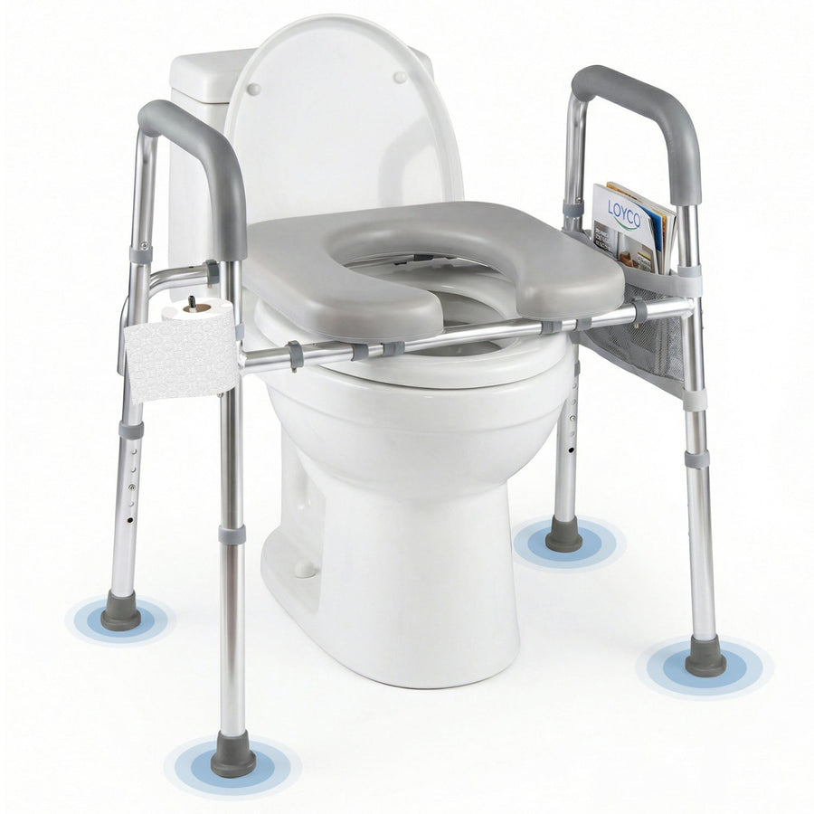 Raised Toilet Seat with Handles and Padded Arms for Seniors