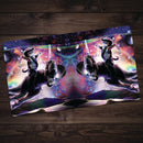 Galaxy Cat On Dinosaur Unicorn in Space Playmat