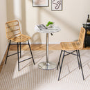 Set of 2 Rattan Bar Stools with Sturdy Metal Frame-Yellow