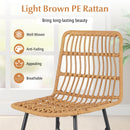 Set of 2 Rattan Bar Stools with Sturdy Metal Frame-Yellow