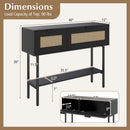 Rattan Console Table with 2 Storage Cabinets Shelf Carbon Steel Frame