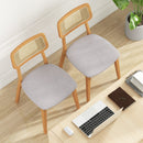 Rattan Dining Chair Set of 2 with Can Back and Rubber Wood Frame-Natural