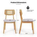 Rattan Dining Chair Set of 2 with Can Back and Rubber Wood Frame-Natural