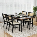 Solid Rubber Wood Dining Chairs Set of 4 with Curved Backrest