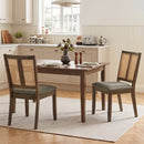 Rattan Dining Chairs Set of 2 with Curved Backrest