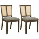 Rattan Dining Chairs Set of 2 with Curved Backrest