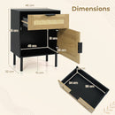 Rattan Nightstand with Drawer and Storage Cabinet