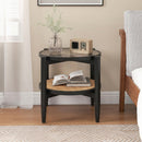 Round Rattan Side Table with Tempered Glass Top