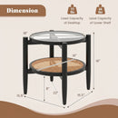 Round Rattan Side Table with Tempered Glass Top
