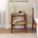 Round Rattan Side Table with Tempered Glass Top