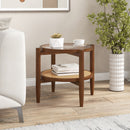 Round Rattan Side Table with Tempered Glass Top