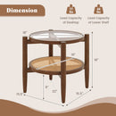 Round Rattan Side Table with Tempered Glass Top