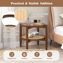 Round Rattan Side Table with Tempered Glass Top
