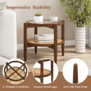Round Rattan Side Table with Tempered Glass Top