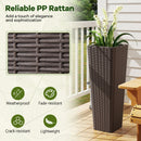 Rattan Tall Planter Set of 2 Outdoor Large Tapered Planters with Removable Inner Trays