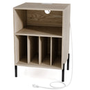 Record Player Stand with Record Storage Shelf and Charging Station