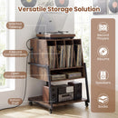Record Player Stand on Wheels Rolling Turntable Stand with Power Outlets