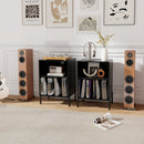 Record Player Stand with Record Storage Shelf and Charging Station