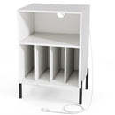 Record Player Stand with Record Storage Shelf and Charging Station