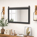 Rectangle Barn Door Style Wall Mounted Mirror with Solid Wood Frame