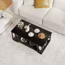 Rectangle Coffee Table 2-tier Industrial Accent Table with Storage Shelf and Compartment